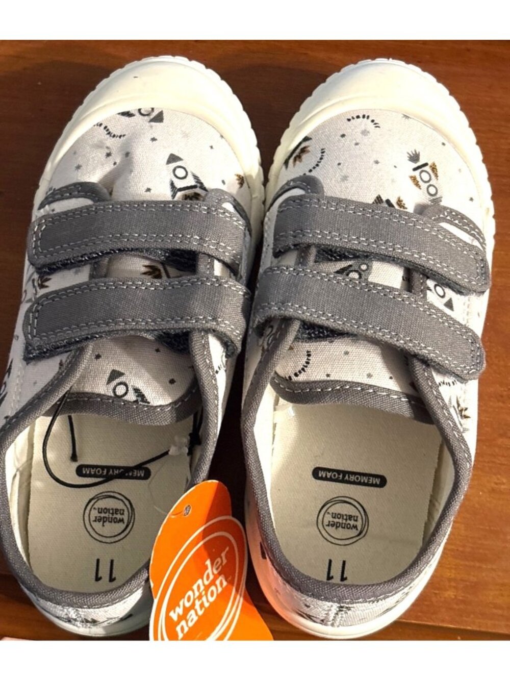 Wonder Nation Toddler Boys Sz 11 Canvas Two Strap Bump Toe Casual Sneaker  Shoes
